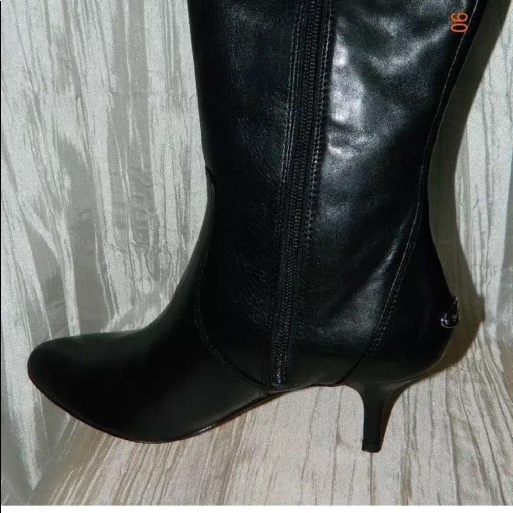 Coach Foxy Black LeathrPoint Toe Kitten Heel Boots - Picture 5 of 7